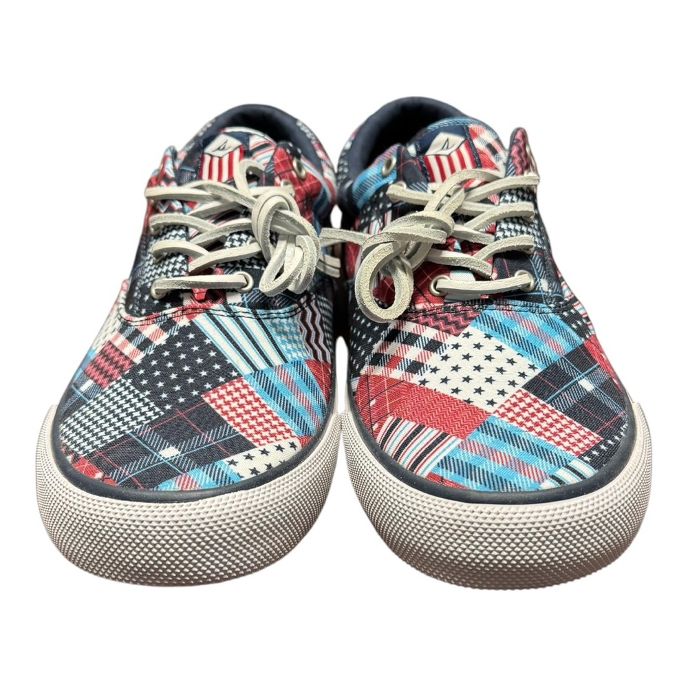 New Men’s Size 11.5 Sperry Striper USA Patchwork Top-Spider Canvas Sneaker - Picture 3 of 8